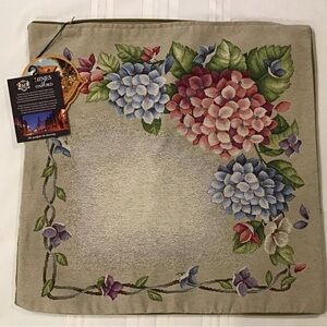 NEW Hines Of Oxford Tapestry Pillow Cover Hydrangea Bloom